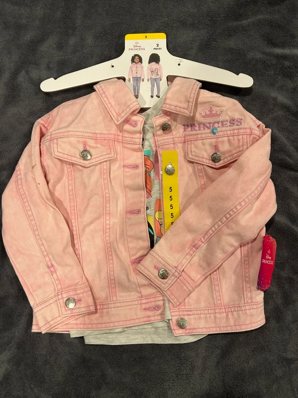 NWT Disney princess pink denim jacket and T-shirt set size 5